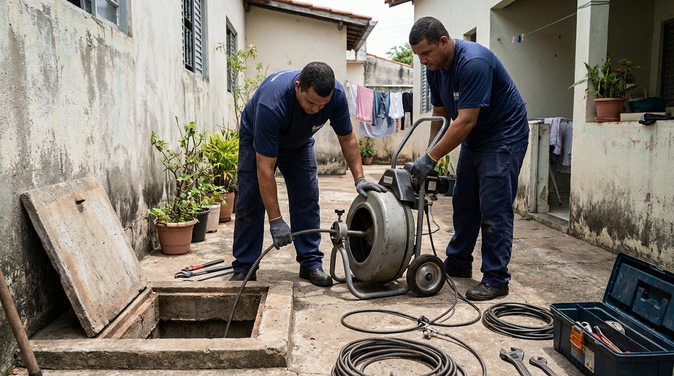 Desentupimento de Coluna Sanitária no Centro, Franca‑SP