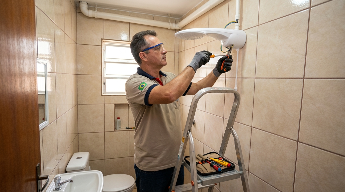 Substituição de Chuveiro Antigo no Centro, Franca‑SP
